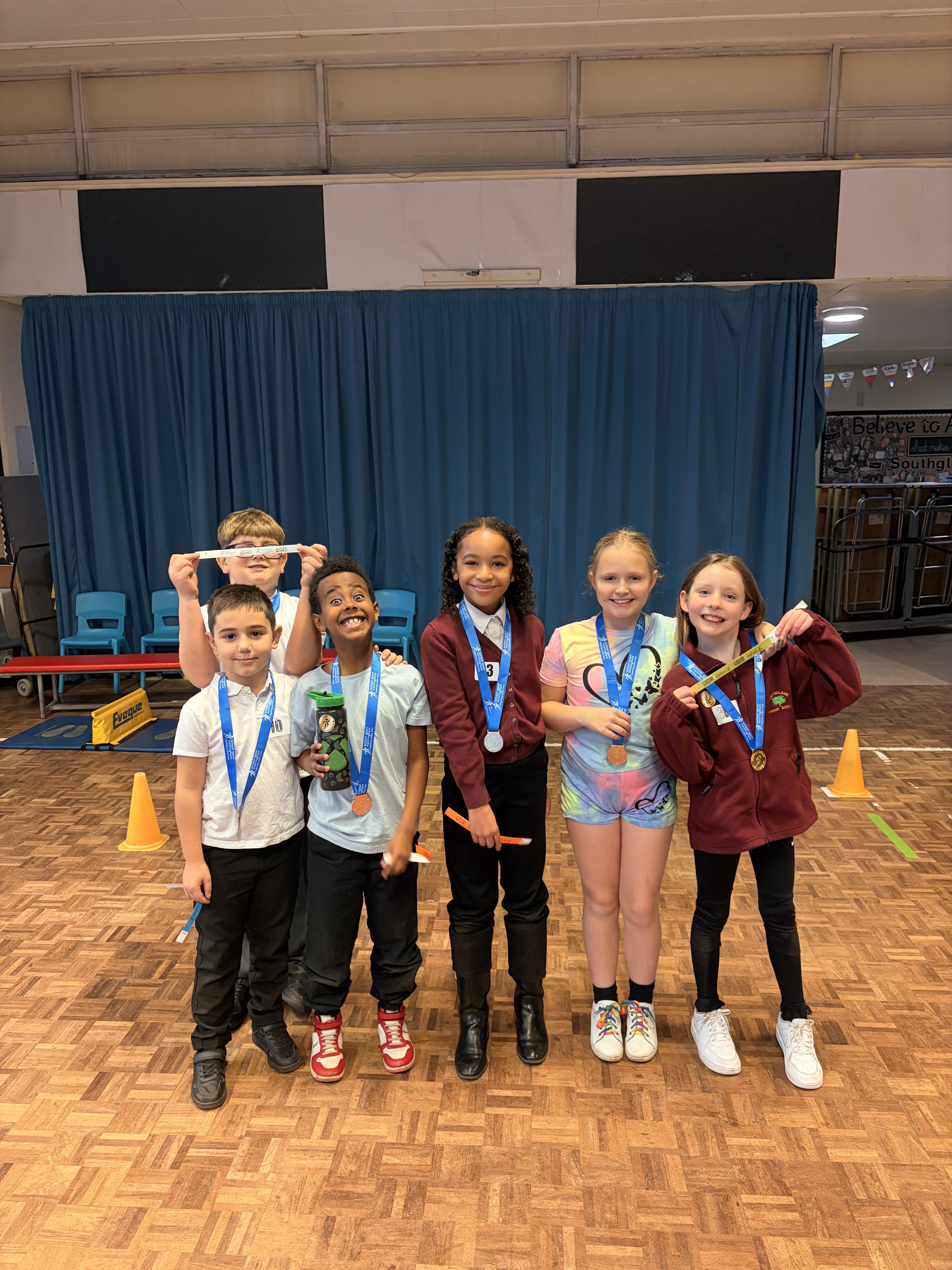 The 3 boys and 3 girls won a medal for highest scores in the Me vs Me challenge!